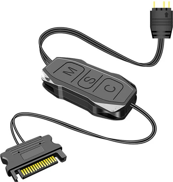 MJJC ARGB Controller 5V 3pin zu SATA Mini RGB Hub für Computer Gehäuse und LED Lüfter in Schwarz - Bild 1