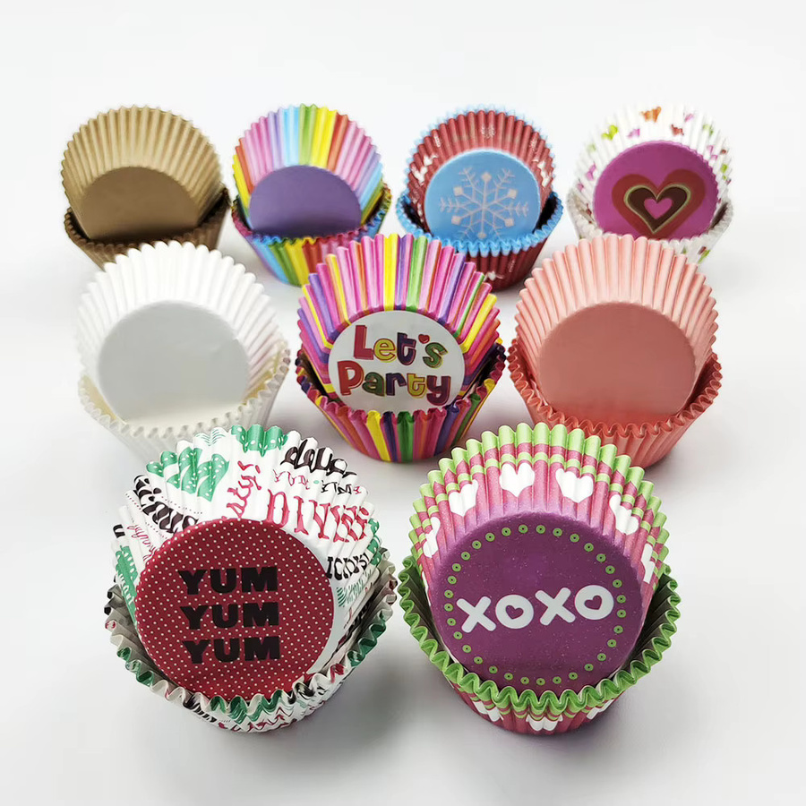 100 Stück bunte Cupcake-Pappbecher aus Papier, runde Muffinförmchen für Gebäck und Desserts, Durchmesser: 5,0 cm - Bild 2