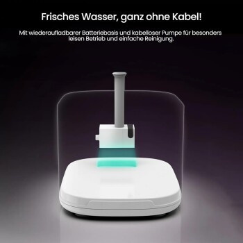 AstroPet Kabelloser Katzenbrunnen mit Bewegungsmelder und Edelstahl Trinkschale, 2,5 l, Silber/Weiß - Bild 2