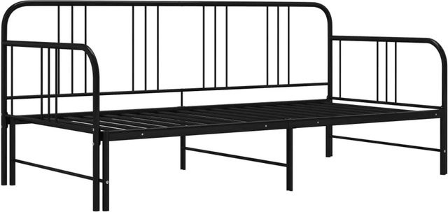 vidaXL Ausziehsofa Bettgestell aus Metall in Schwarz mit Schlaffunktion und Auszugsschublade, B/T/H: 90 x 200 cm - Bild 1