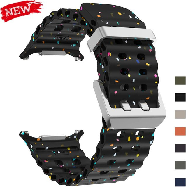 CAOWTAN Uhrenarmband Silikon, Schwarz, Unisex, Samsung Galaxy Watch Ultra 47mm - Bild 1