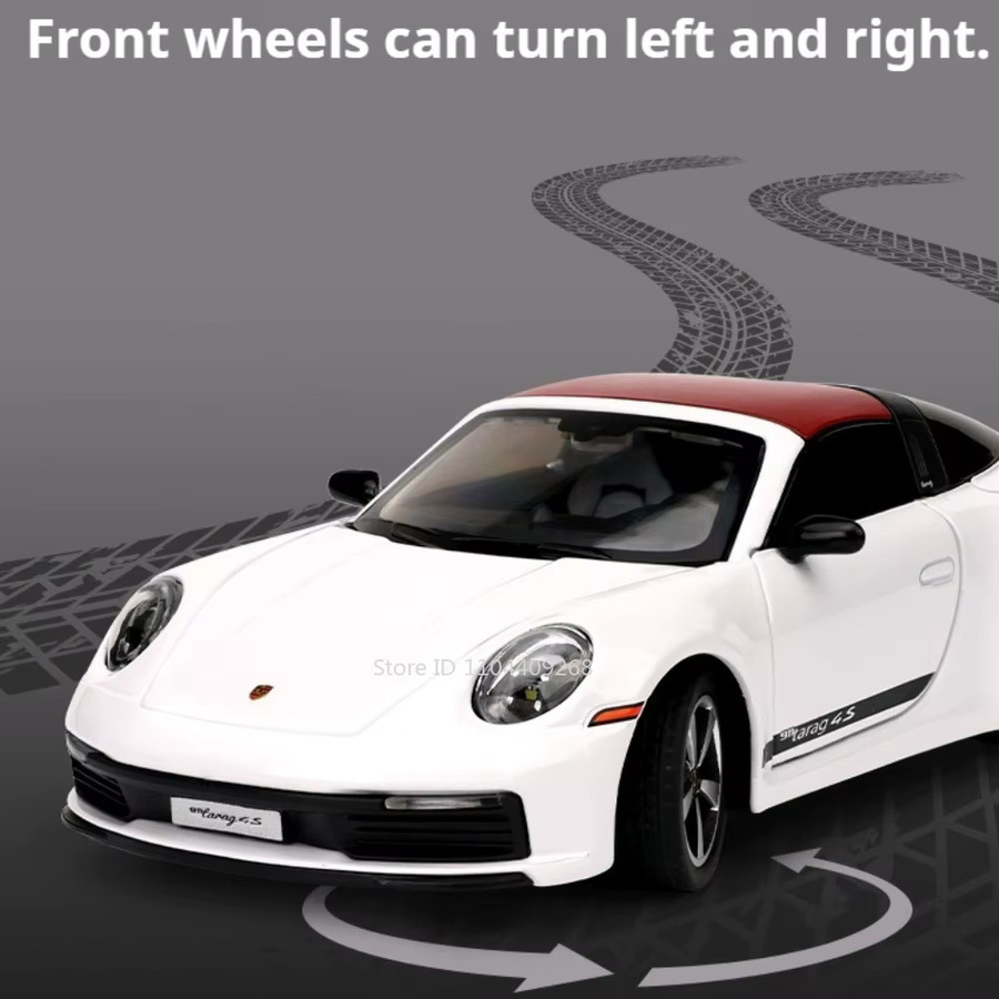 MAKEDA 911 TARGA Taycan Modellauto, Maßstab 1:32, Metall, Weiß - Bild 3