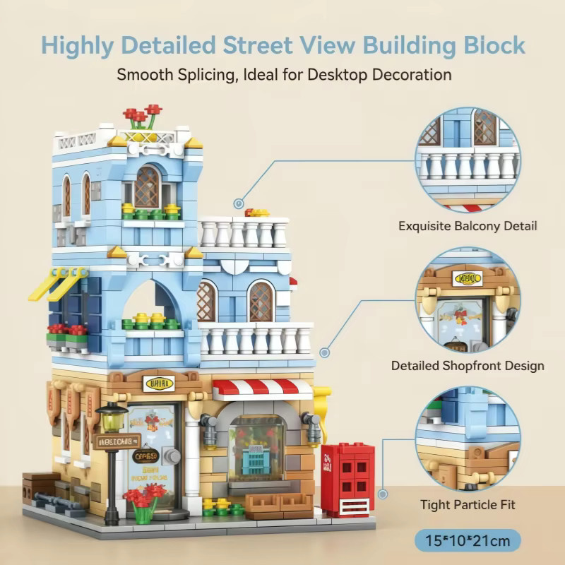 CACO BLOCKS Straßenansicht Kaffeehaus Hotel, Bausteine - Bild 1