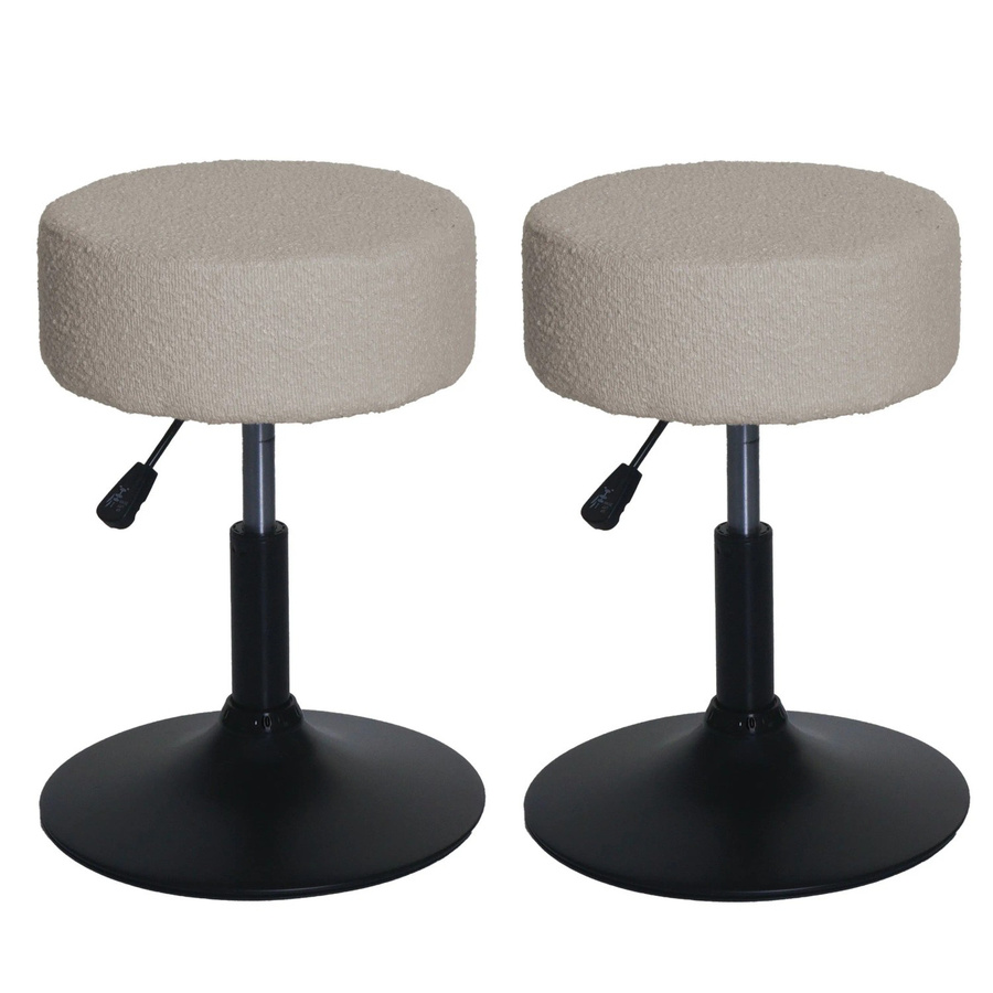 2er-Set MCW Sitzhocker C22 höhenverstellbar und drehbar aus Stoff Bouclé in Beige, Durchmesser: 37 cm - Bild 3