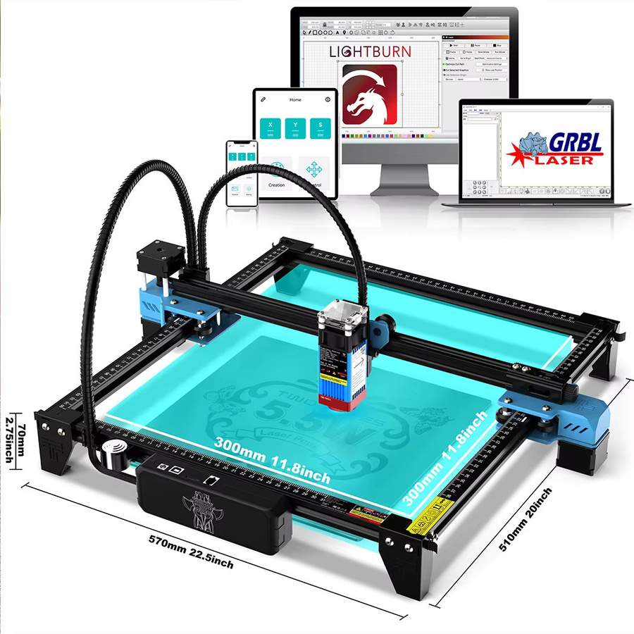 TWOTREES CNC Lasergravurmaschine TTS-55 Pro und TTS-10 Pro Lasergravierer zum Schneiden von Acryl, Leder und Holz in Schwarz - Bild 2