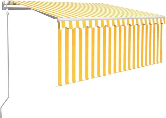 Furnicato Automatische Markise mit Volant aus Polyestergewebe und Aluminium in Gelb und Weiß B: 3,5 m, T: 2,5 m - Bild 1