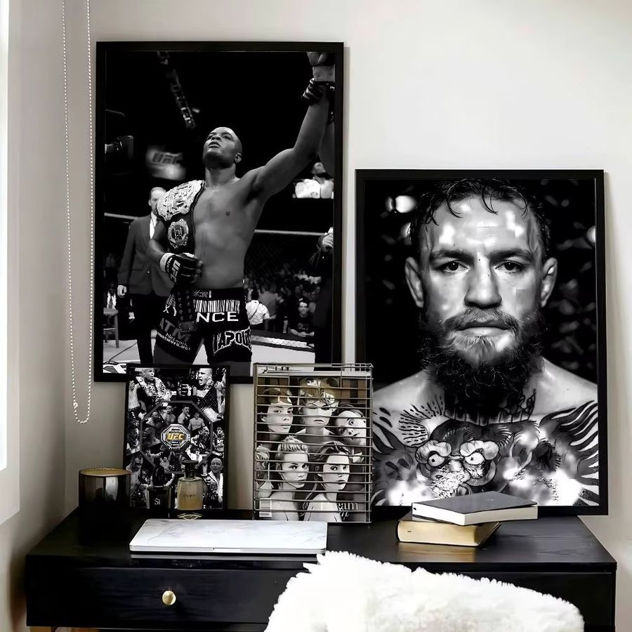 UFC Ultimate Fighting Championship Poster Selbstklebender Wandaufkleber aus wasserfestem Papier in Schwarz-Weiß - Bild 4