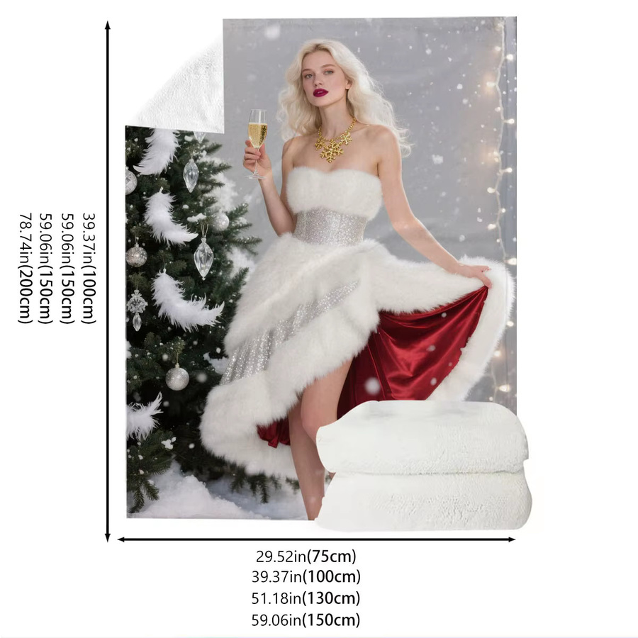 Personalisierte Weihnachts-Flanelldecke von SRH mit individuellem Datum und Weihnachtsmuster, mehrfarbig, maschinenwaschbar - Bild 3