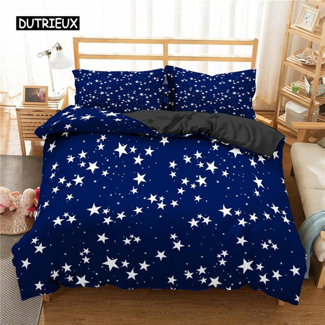 Binchi Outdoor Product Bettwäsche-Set Nachthimmel Galaxie, 3-teilig, Dunkelblau, Polyester, B/H: 150 x 200 cm - Bild 1