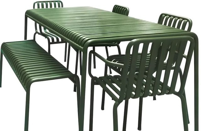 360Home Gartenmöbel Set aus Eisen in Grün mit Tisch und 6 Stühlen für Garten, Terrasse und Außenbereich - Bild 1