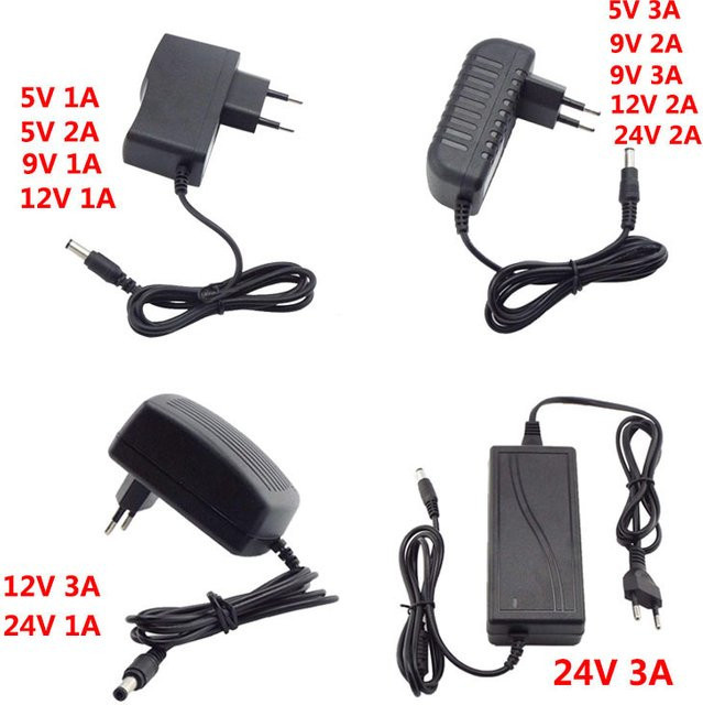 Netzteil Adapter Transformator Wand Ladegerät für LED-Streifenlicht, AC 110V 240V zu DC 5V 9V 12V 24V, Farbe: Schwarz - Bild 1