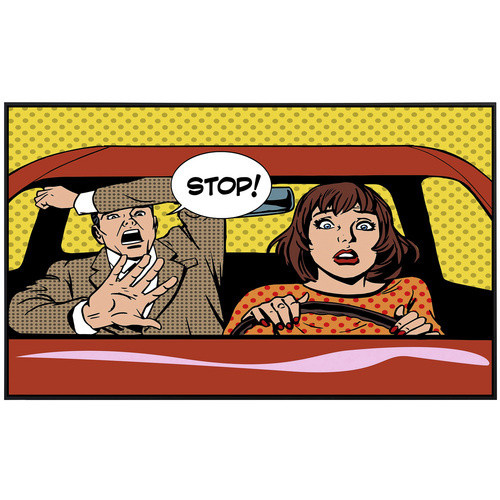 papermoon EcoHeat Infrarotheizung mit App-Steuerung und Überhitzungsschutz, Design Comic Menschen im Auto, bunt, Matt-Effekt - Bild 2