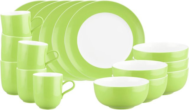 Seltmann Weiden Frühstücks-Set Liberty Pure Colors aus Porzellan, 18er Set, Grün - Bild 1