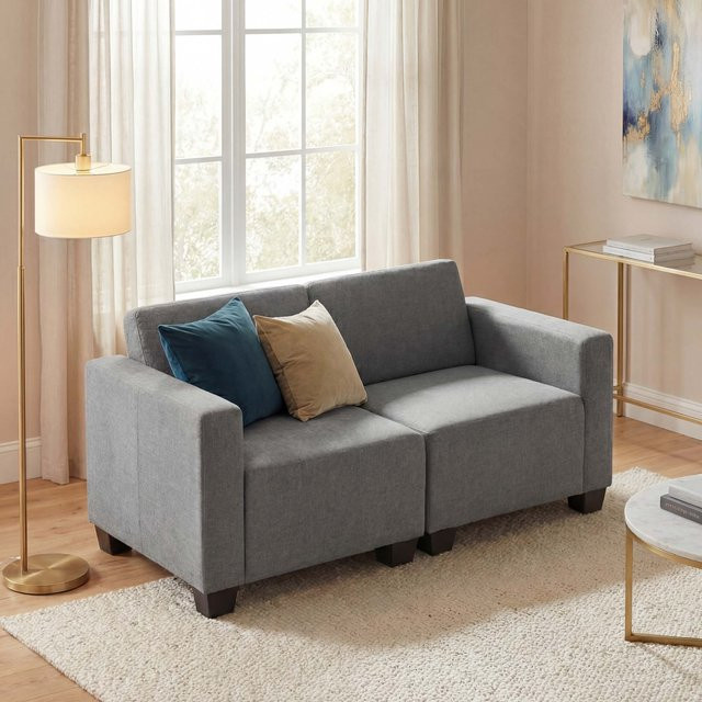 MCW Moncalieri Modular 2-Sitzer Sofa in Grau mit Stoffbezug - Bild 1