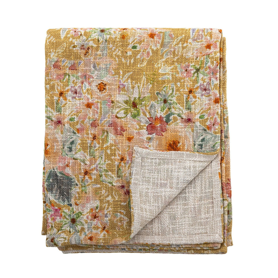 Bloomingville Baumwolldecke Manoj Floral B/B: 127 x 152 cm, Mehrfarbig - Bild 1