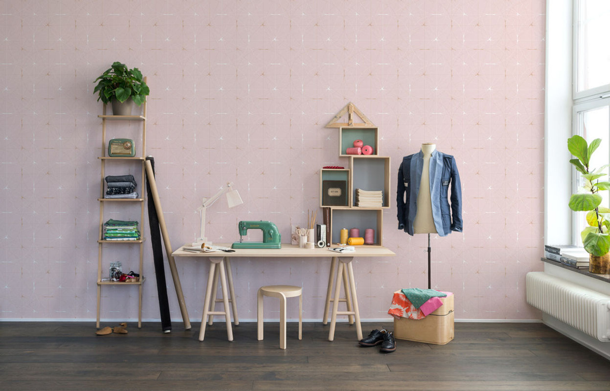 Rebel Walls Mural Perfect Fit Wandtattoo in Powder Pink mit geometrischem Runddesign im modernen Stil - Bild 2