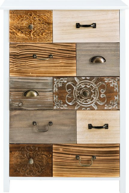Kommode Heine Home aus Paulownia-Holz in Weiss, Braun und Multicolour, B/T/H: 94 x 30 x 65 cm - Bild 1