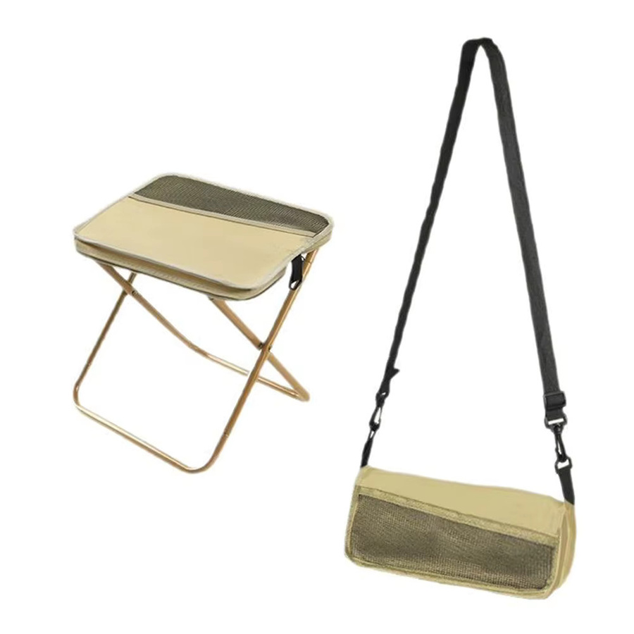 APWIKOGER Klappbarer Outdoor-Hocker in Beige, Tragbarer Rucksackhocker aus Metall für Picknick, Gartenarbeit und Wandern - Bild 2