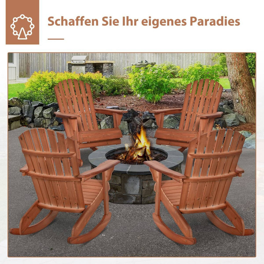 Outsunny Schaukelstuhl aus Fichtenholz in Rustic Brown und Beige für Garten und Terrasse - Bild 3