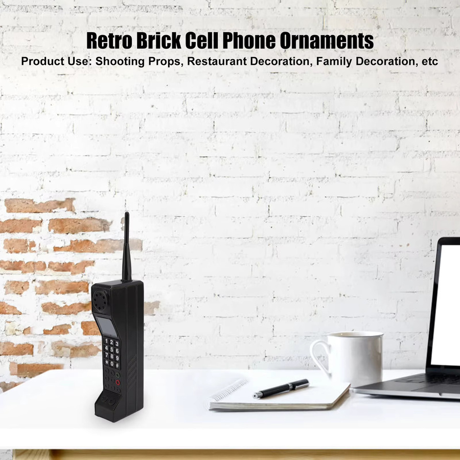 Qiilu Retro Handy Modell Vintage Ziegel Ornament in Schwarz als fotografisches Requisit aus Kunststoff - Bild 2