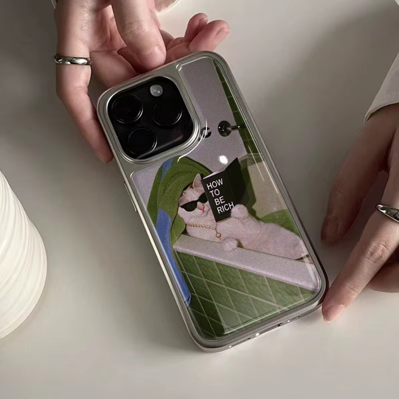Samsung Galaxy S23 S24 S25 S26 Plus FE Ultra Edge Hydrogel Handyhülle Wie man reich sein Kitty Design in Silber - Bild 3