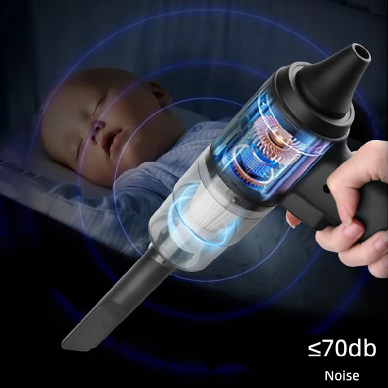 XMSJ Kabelloser Hochleistungs-Autostaubsauger 120W, Tragbarer 3-in-1 Handstaubsauger in Schwarz - Bild 4