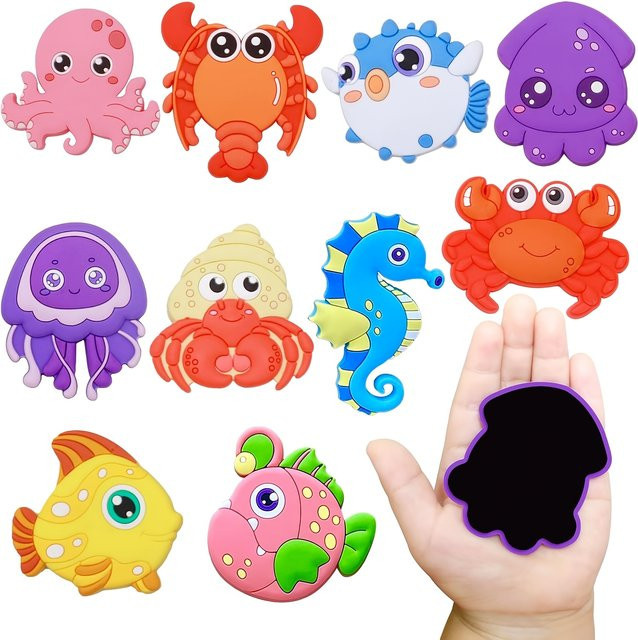 10er-Pack 2D Meerestier-Magnete aus Kunststoff in Multicolour für Kühlschrank, Spülmaschine und Whiteboard - Bild 1