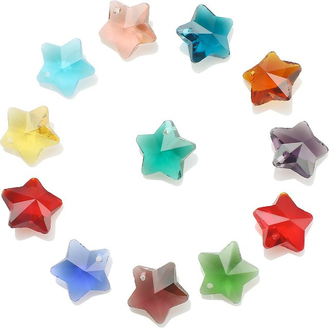 YUANZHIRUN Stern-Anhänger, Glas, Kristall, Weiß, 14 mm - Bild 1