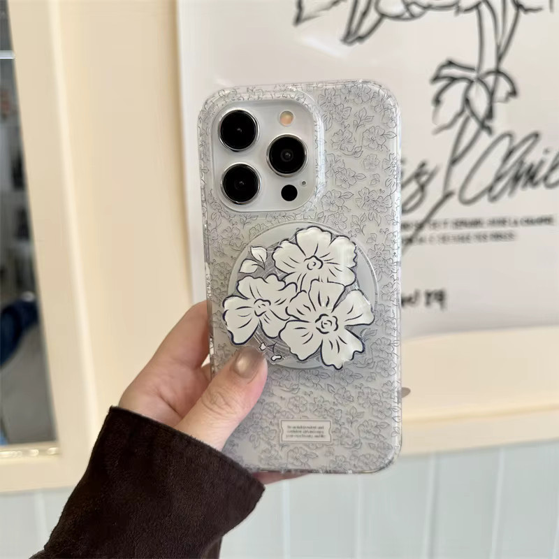 MagSafe Griptok mit süßem koreanischem Cartoon-Blumen-Design für iPhone 16, 15, 17 in Weiß - Bild 3