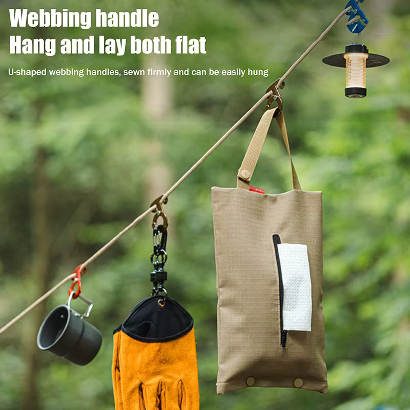 Gmarty Tragbare Tissue-Lagerungstasche für Outdoor und Camping in Grün mit Griff und Reißverschluss - Bild 2