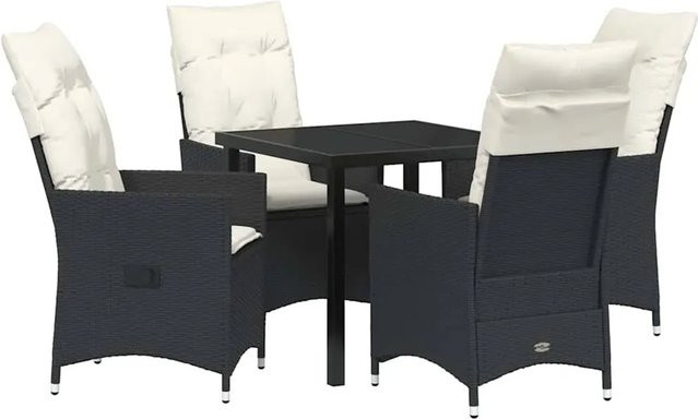 vidaXL Garten Essgruppe aus Poly Rattan und Stahl, 5-teilig, Schwarz, modern - Bild 1