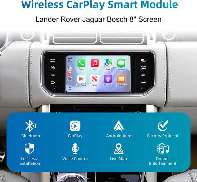 LEXXSON Drahtlose CarPlay Decoderbox für Land Rover Jaguar Range Rover Evoque Discovery 4 XE XF F-Type 2012–2016 mit Bluetooth - Bild 1