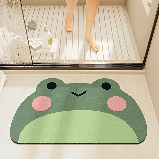 VIKAMA Rutschfeste Badezimmer-Bodenmatte mit Froschmuster in Grün - Bild 1