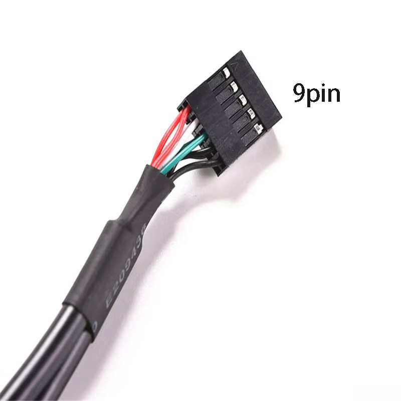 OULLX 9-Pin auf Dual-USB 2.0 A Konverter Kabel in Schwarz mit Schraubenloch und Sperrplatte für Motherboard-Montage - Bild 3