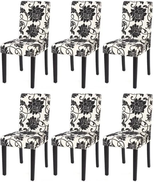 6er-Set MCW Esszimmerstühle Littau aus Textil Jacquard in Schwarz mit dunklen Beinen - Bild 2