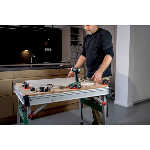Metabo Multifunktionstisch MWB 100 klappbar in Beige und Braun mit MDF und Aluminium, B/T/H: 100 x 100 x 75 cm - Bild 3
