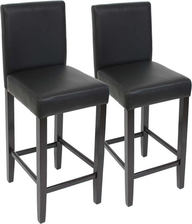 PROREGAL 2er-Set Barhocker gepolstert mit Lehne aus Kunstleder in Schwarz, Sitzhöhe: 74 cm