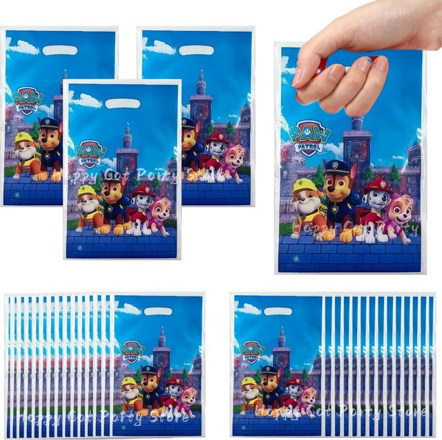 Paw Patrol Geschenktüten für Kindergeburtstage, bunte Party-Dekoration aus Papier mit Hundepfoten-Motiv, Mehrfarbig - Bild 1