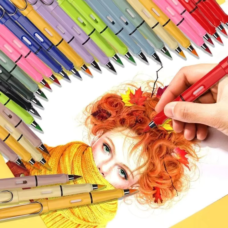Kawaii Ewige Bleistifte in 12 Farben für Kinder und Kunst zum Skizzieren und Malen, Mehrfarbig - Bild 2