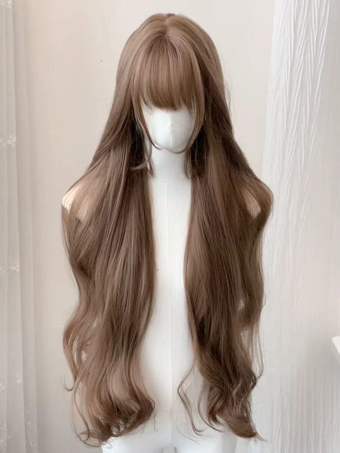 MEISU Perücke, synthetische Faser, lang, gewellt, mit Pony, Unisex - Bild 6