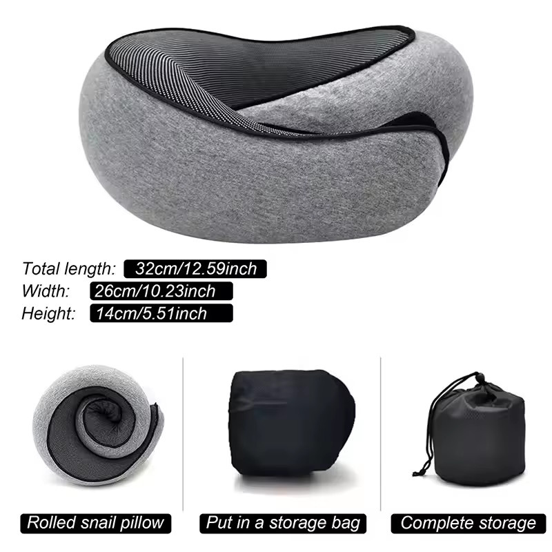 GAFASTWO Reise-Nackenkissen aus Memory-Schaum in U-Form, weich und verstellbar, Schwarz/Grau - Bild 3