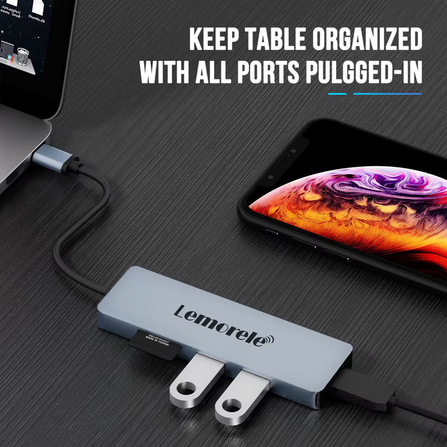 Lemorele 5 Ports USB C Dockingstation mit Dual HDMI 4K, USB 2.0 und SD/TF Kartenleser für MacBook, Laptop und Mobiltelefon - Bild 5