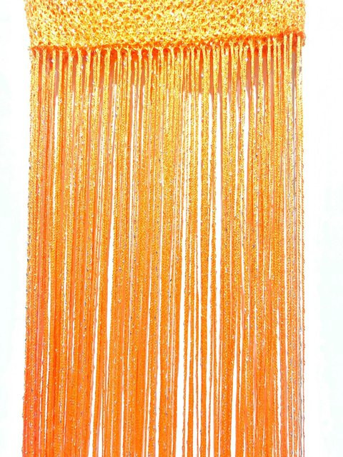 Mango Event Fadenvorhang mit glänzenden Quasten in Orange, Breite: 100 cm, Höhe: 200 cm - Bild 1