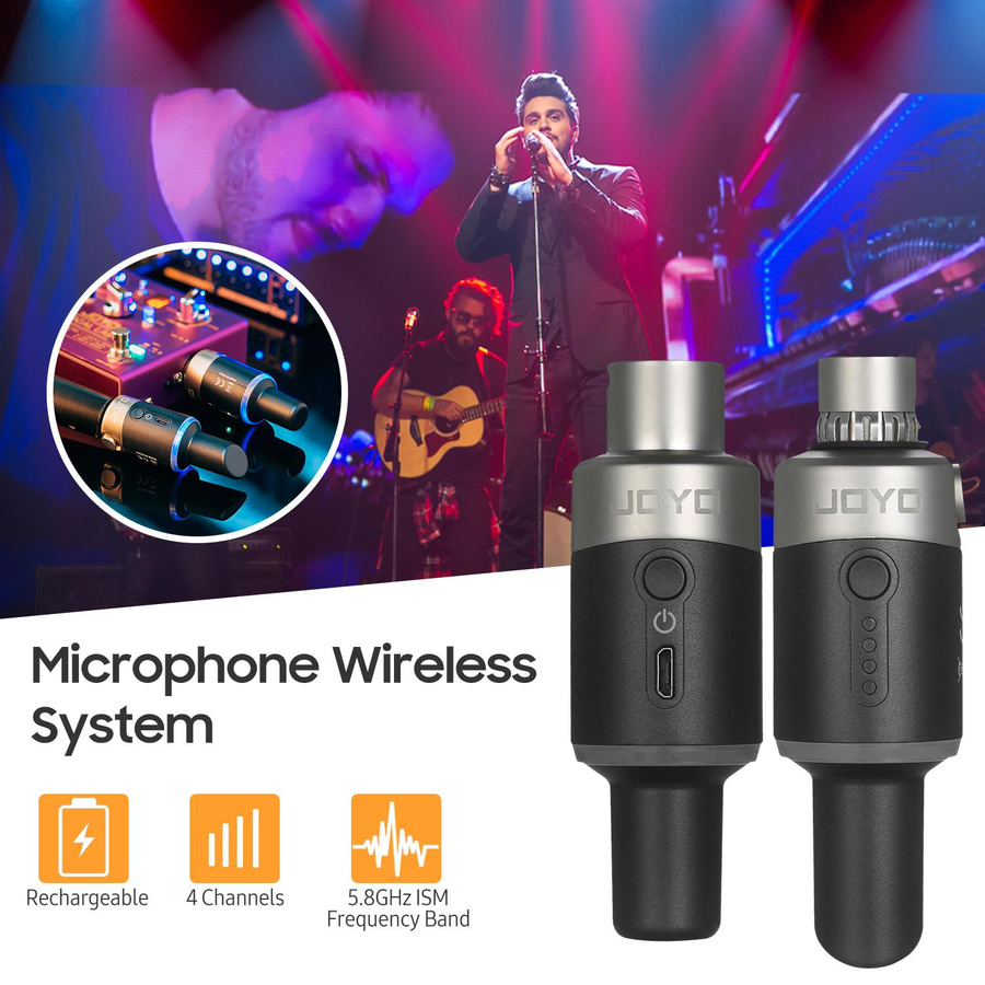 JOYO MW-1 Kabelloses Mikrofonsystem 5,8 GHz in Schwarz mit Sender und Empfänger - Bild 3