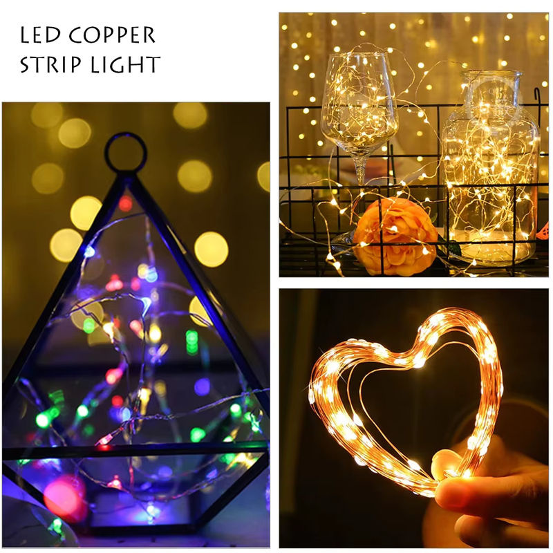 MeeToo Batteriebetriebene LED Drahtlichterkette aus Kupferdraht in Gold/Messing für Weihnachten, Hochzeit und Party - Bild 2