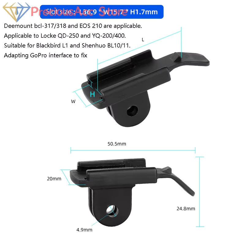 Rockbros & Blackbird L3 Frontlampenadapter für Scheinwerfer EOS530/520, passend für Lenkervorbaugabel und Helmständerhalterung, Farbe: Schwarz - Bild 4