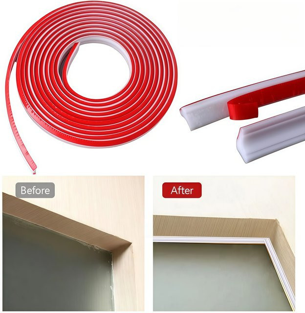 Selbstklebender dekorativer TPE-Streifen in Weiß für Wand, Decke und Ecken, Breite: 1,2 cm - Bild 1