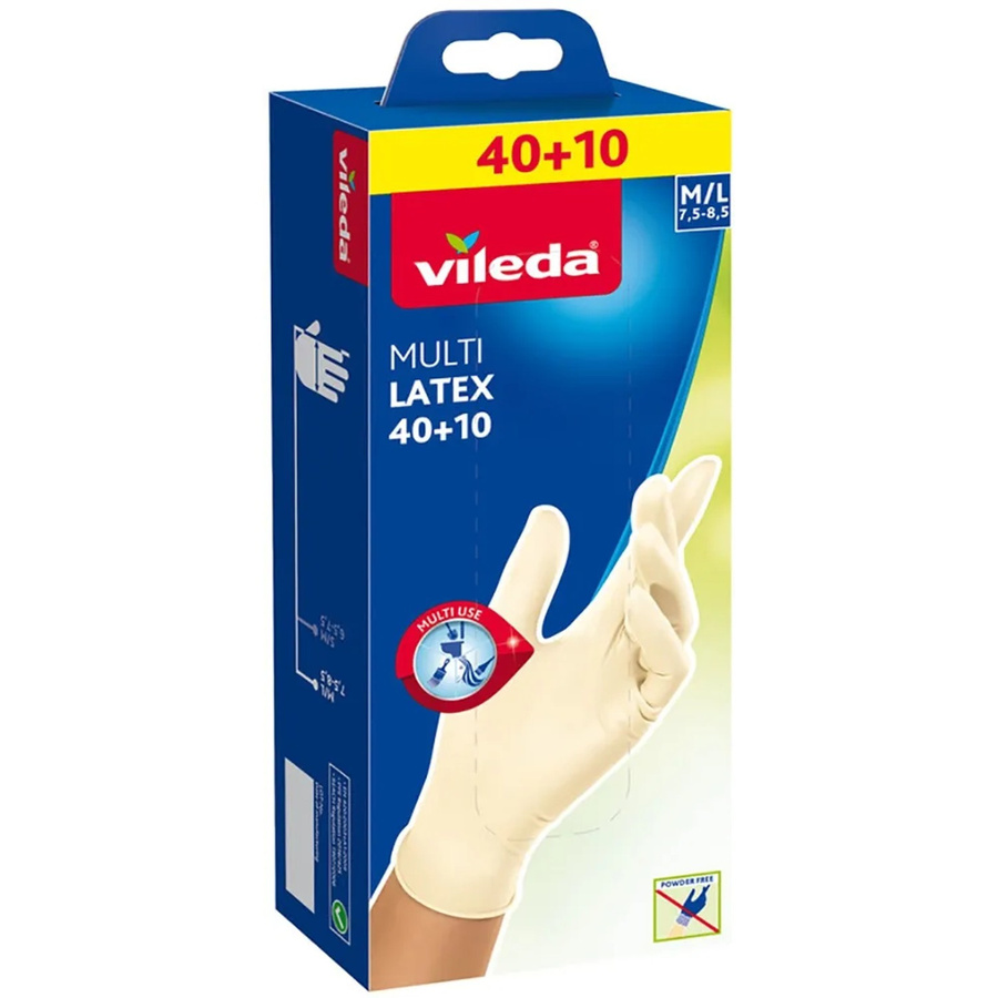 Vileda Einmalhandschuhe Natural Latex in Beige, Größe M/L, 40+10 Stück - Bild 2