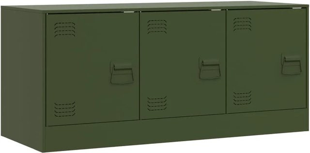 vidaXL TV-Schrank aus kaltgewalztem Stahl in Olivgrün, B/T/H: 99 x 39 x 44 cm - Bild 1