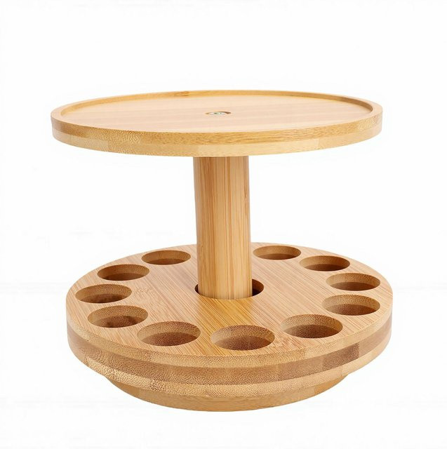 TOMTOP JMS 2-in-1 Ätherisches Öl Diffusor Ständer aus Bambus in Braun mit 360 Grad drehbarer Ablage für 5ml 10ml 15ml Flaschen - Bild 1